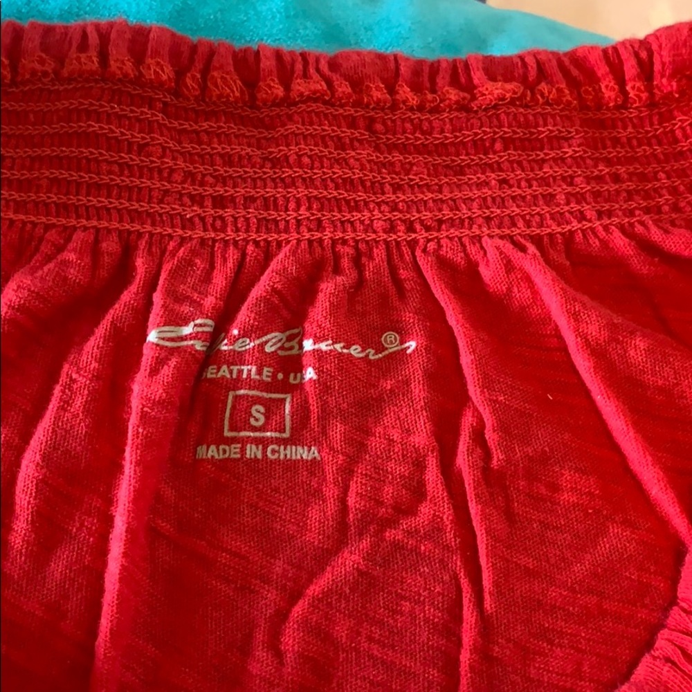 Red Eddie Bauer Embroidered Top, Size Small - Picture 5 of 5